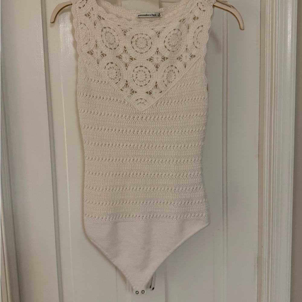 Abercrombie & Fitch Beige Crochet Top